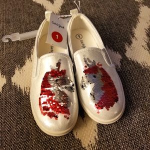 Girl's sequin unicorn slip-on sneakers